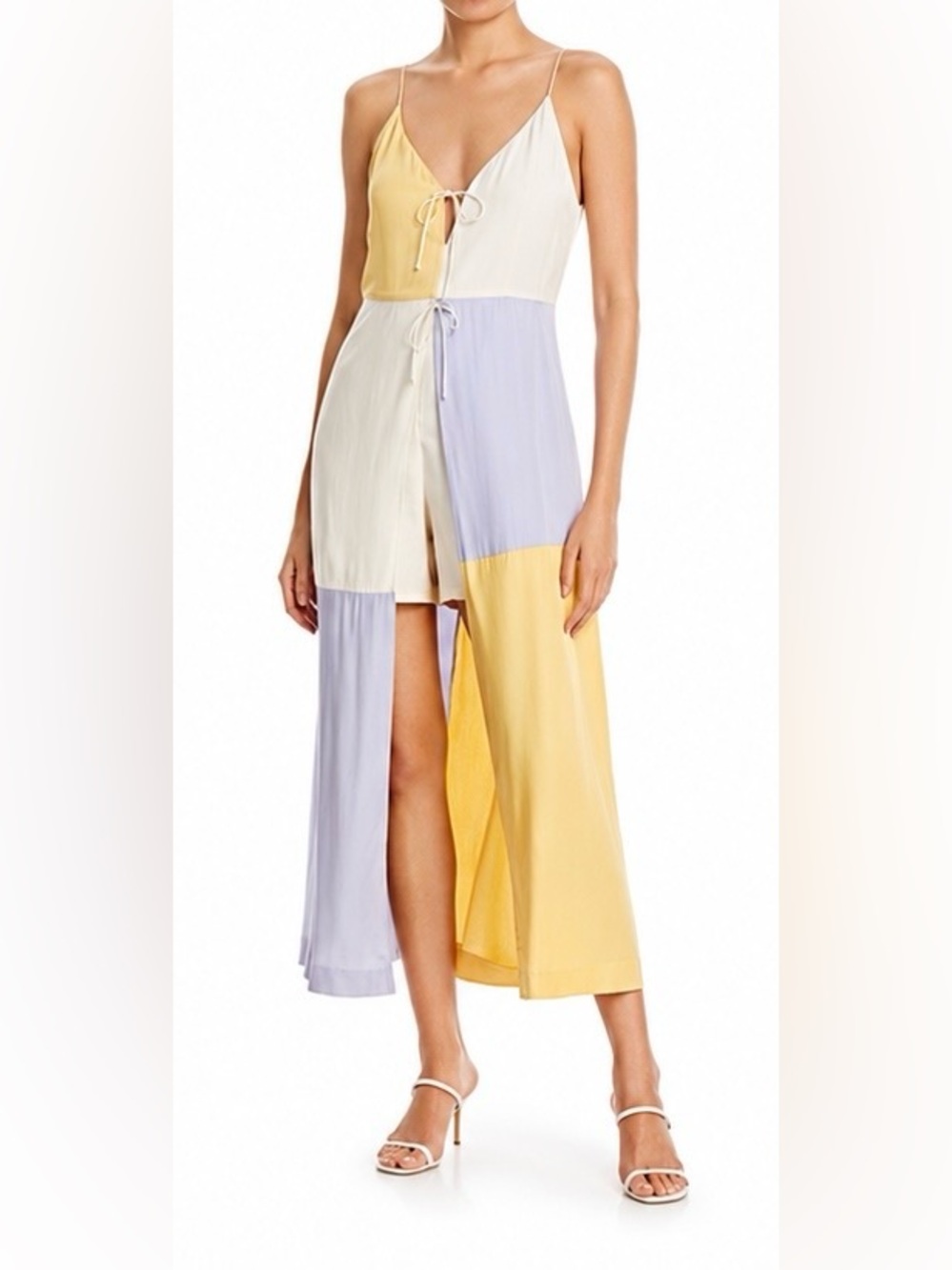Rebecca Taylor Color Block Twill Maxi Dress Romper NWT Size 8 💜💛
